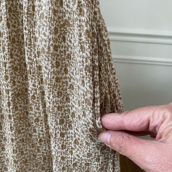 Sim & Sam Smocked Top Jumpsuit Natural Ivory Calico S - Picture 4 of 9